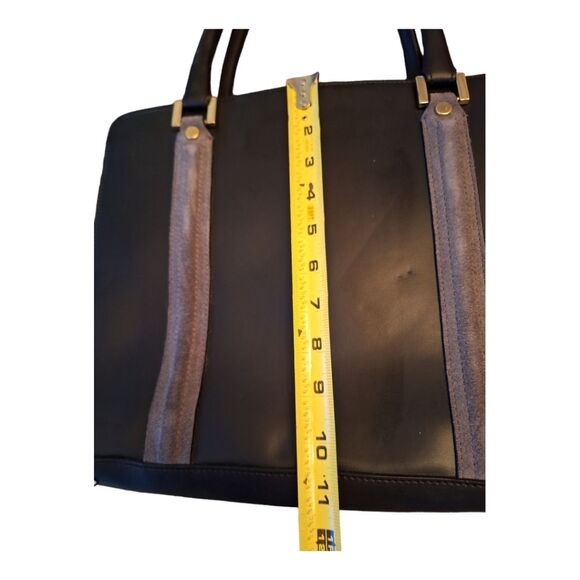 Alberta Di Canio Satchel Made in Italy Black Leather Purse with Gray Suede Trim - Picture 15 of 16